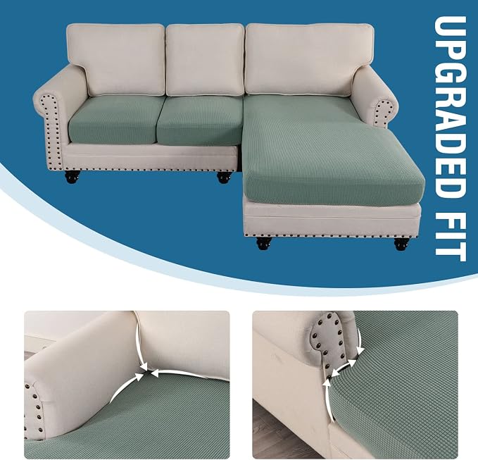 H.VERSAILTEX Sectional Couch Covers 3 Pieces Sofa Seat Cushion Covers L Shape - Image 7
