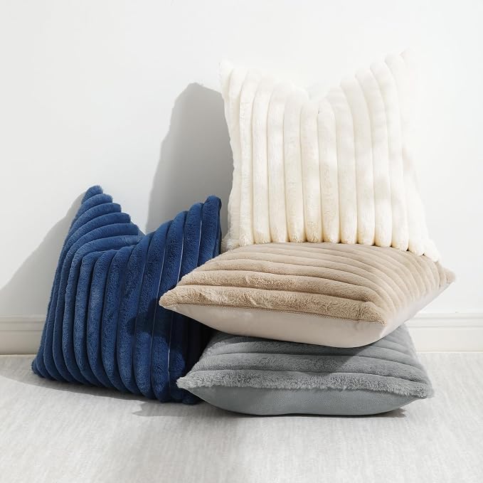 decorUhome Cozy Faux Fur Throw Pillow Covers 24x24 Set of 2 Decorative Soft - Image 5