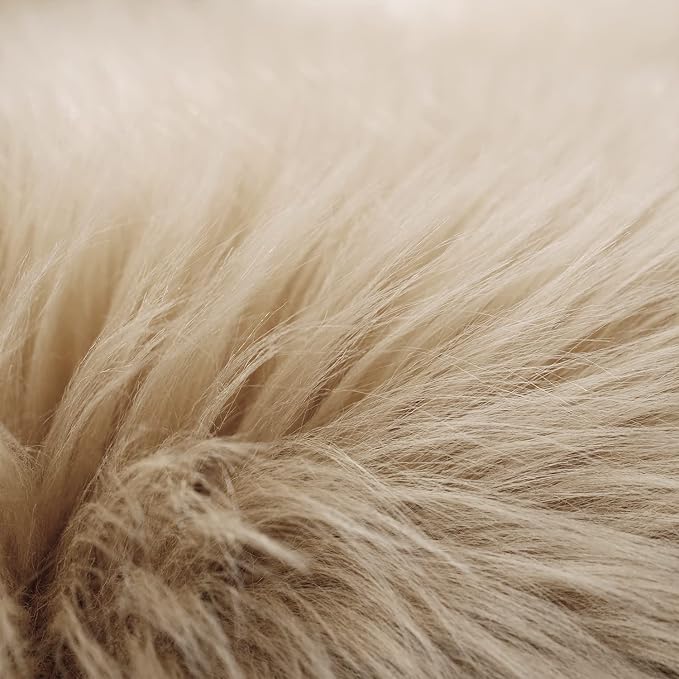 SERISSA Soft Fluffy Rug Beige Faux Sheepskin Fur Rug Shaggy Area Rug - Image 7