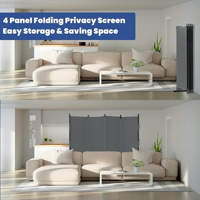 Room Divider 4 Panel Folding Screen 6ft Portable Wall Partition Room Divider - Image 4