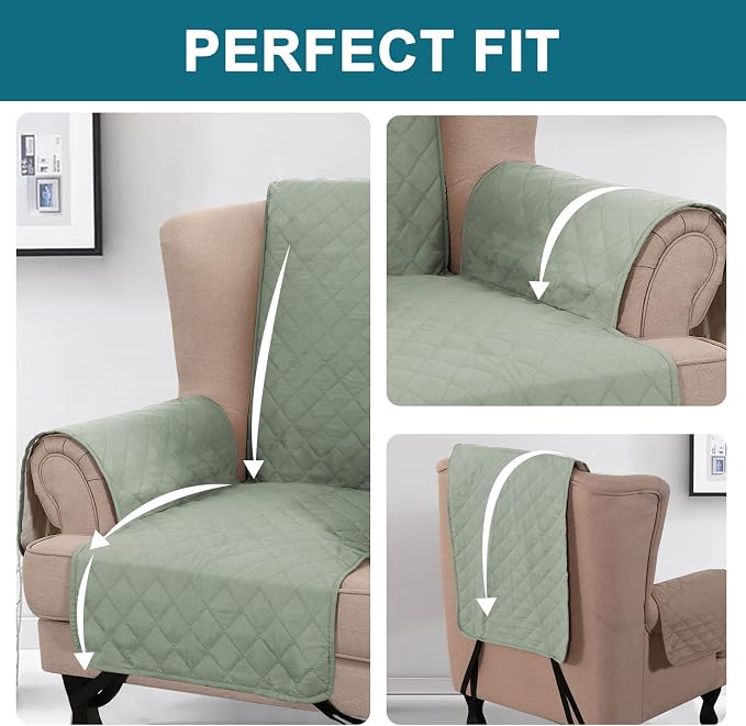 Turquoize 100% Waterproof Wing Chair Cover Wing Armchair Slipcovers Chair Couch - Image 5