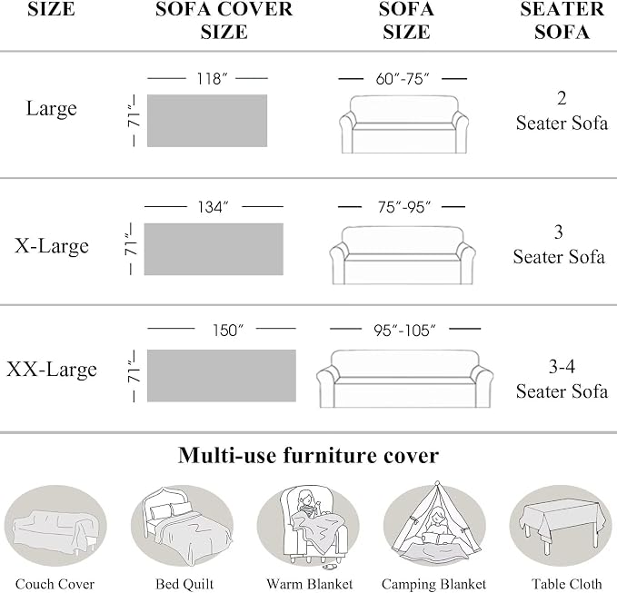 VClife Soft Plush Faux Fur Couch Cover, Warm Fuzzy White Sofa Covers - Image 5