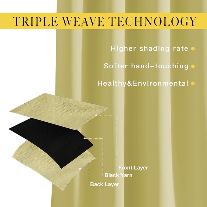 NICETOWN Paler Yellow Blackout Curtains - Image 4