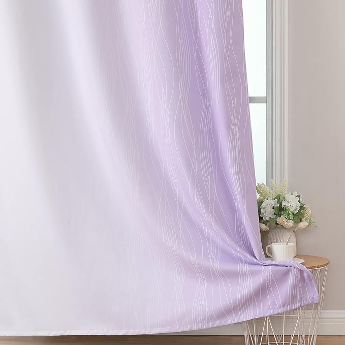Estelar Textiler Lilac and Grayish White Blackout Curtains 108 Inches Long - Image 6