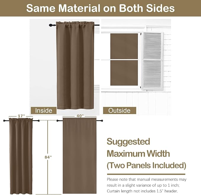 OVZME Brown Blackout Curtains for Bedroom 84 Inch Length 2 Panels Set, Soft - Image 2