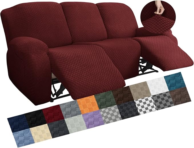 YEMYHOM 8 Pieces Stretch Recliner Sofa Cover Latest Jacquard Reclining Couch by YEMYHOM