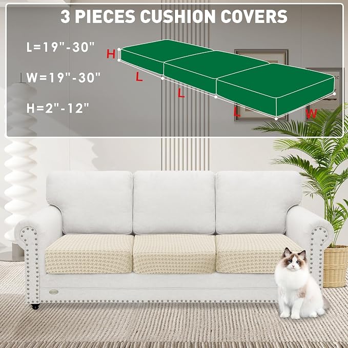 MAXIJIN Couch Cushion Covers for Sectional Sofa, Stretch Sofa Cushion Cover - Image 2