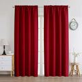 Chyhomenyc Christmas Red Curtains 84 Inch Length 2 Panels Set, Faux Linen by Chyhomenyc