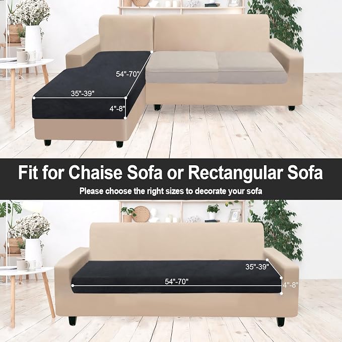 NAISI Sectional Couch Cover 1 Piece Velvet Separate Chaise Lounge Cover Soft - Image 5
