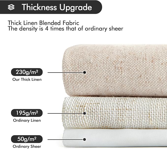 MIULEE Non-See-Through Privacy Linen Curtains 2 Panels, Light Filtering Window - Image 5