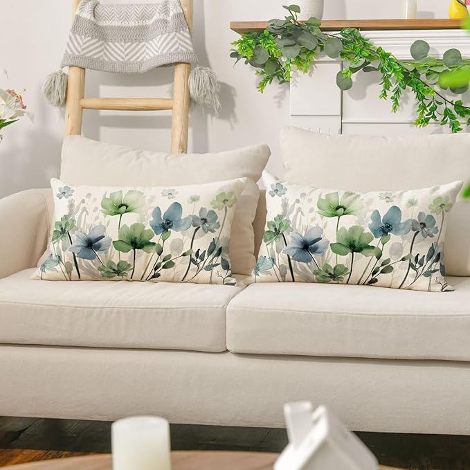 AVOIN colorlife Poppy Flowers Chinoiserie Throw Pillow Covers, 12 x 20 Inch - Image 5