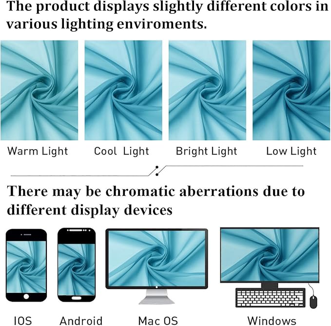 Lecloud Turquoise Sheer Curtains 84 Inches Long 2 Panels, Light Filtering Voile - Image 5
