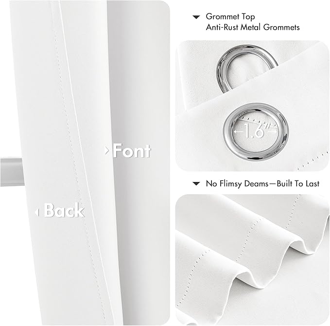 MIULEE Pure White Room Darkening Curtains - Image 4