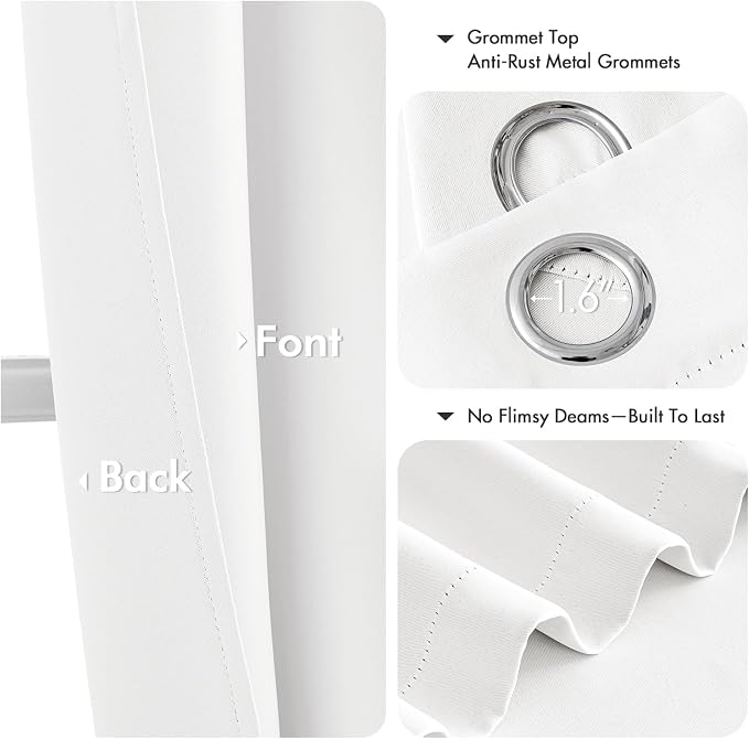 MIULEE Pure White Curtains for Bedroom Living Room 90 Inches Long 2 Panels - Image 4