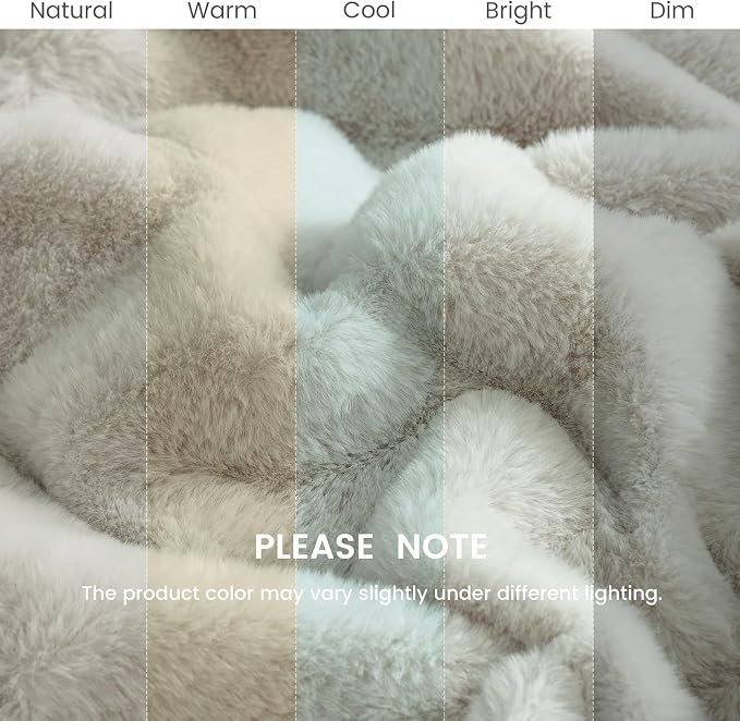 Cozy Bliss Deluxe Sheared Rabbit Faux Fur Throw Blanket, Soft Fuzzy High-Low - Image 9