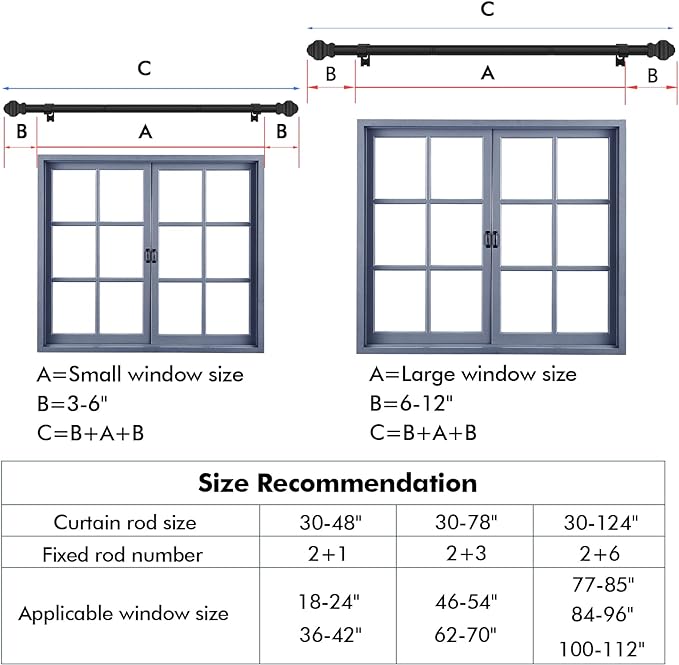 Curtain Rods for Windows 2 Pack 36-48 inch, 5/8 inch Matte Black Curtain Rod - Image 5