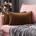 MIULEE Brown Velvet Lumbar Throw Pillow Covers 12x20 Soft Decorative Solid by MIULEE