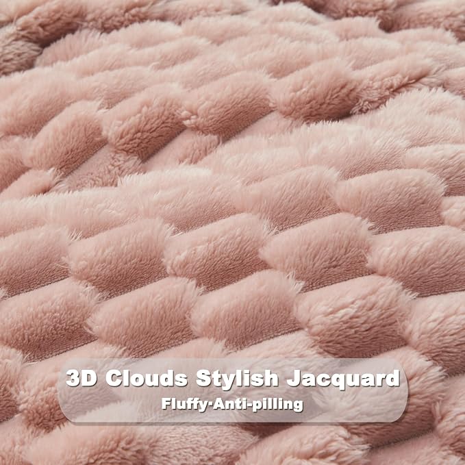NEWCOSPLAY Super Soft Throw Blanket Pink Premium Silky Flannel Fleece 3D Clouds - Image 7
