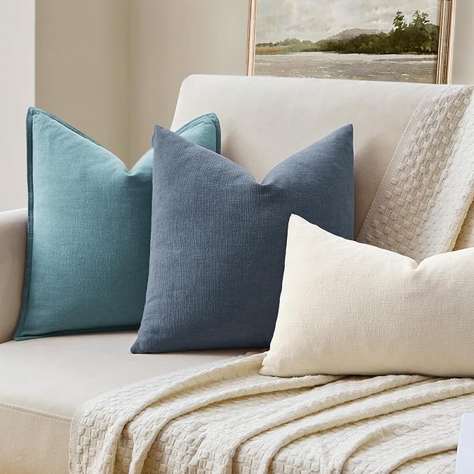 MIULEE Dark Grey Blue Couch Pillow Covers 18x18 Inch - Image 2