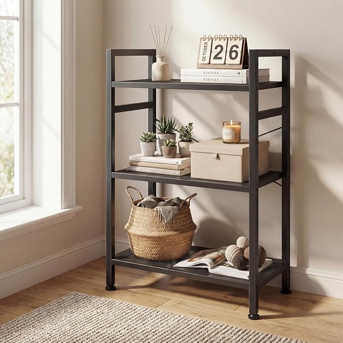 DUMOS 3 Tiers Bookshelf, Classical Book Shelf, Tall Display Shelves in Living - Image 7