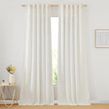 NICETOWN Linen Curtains 92 inches Long, Rod Pocket & Back Tab Semi Sheer Flax by NICETOWN