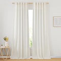 NICETOWN Linen Curtains for Bedroom 95 inch Long, Rod Pocket & Back Tab Flax by NICETOWN