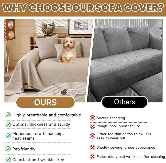 ROOMLIFE Boho Khaki Couch Covers - Image 3