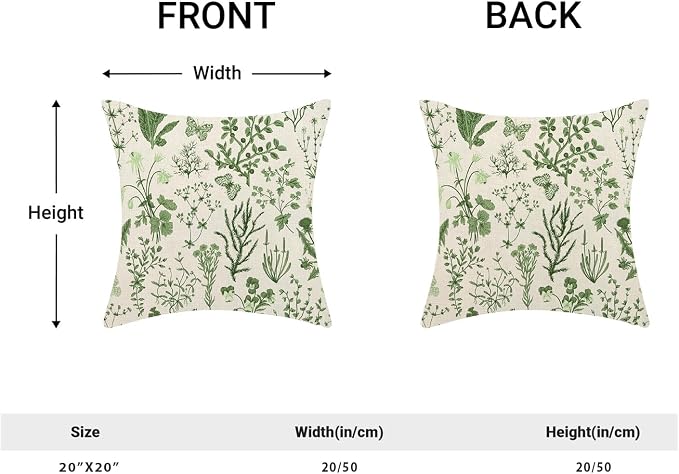 AEIOAE Summer Pillow Covers 20x20 Inch Set of 2, Olive Green Wild Flower Plant - Image 5