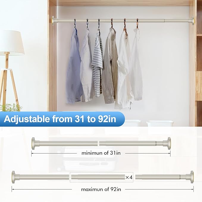 CorkLatta Brushed Nickel Shower Curtain Rod 31 to 92 Inch, 1 Inch Diameter - Image 4