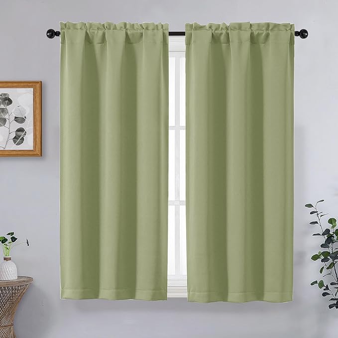 OVZME Sage Green Short Blackout Curtains by OVZME