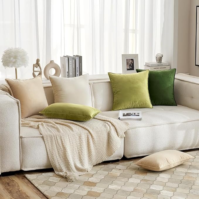 MIULEE Cream White Velvet Throw Pillow Covers 24x24 Soft Decorative Solid - Image 5