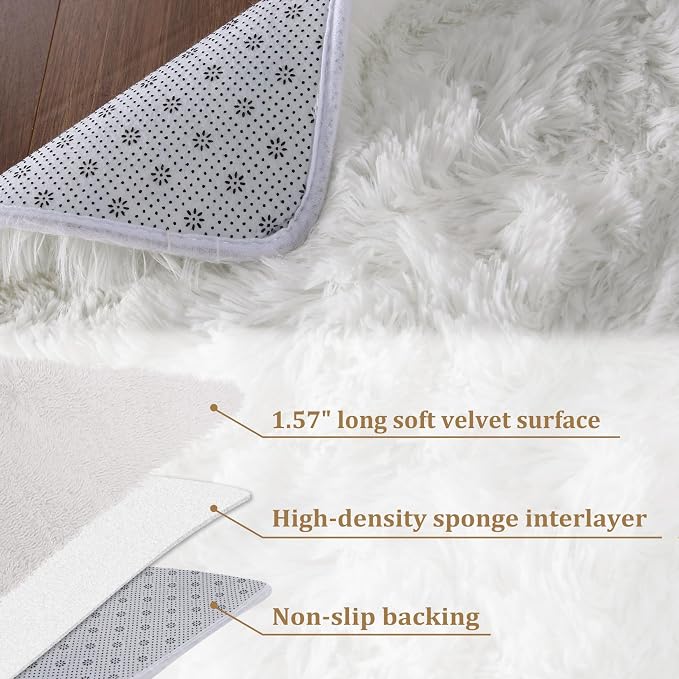 CAROMIO Runner Rug for Bedroom Living Room 2x6 Feet, Shag Fluffy Area Rugs Soft - Image 3