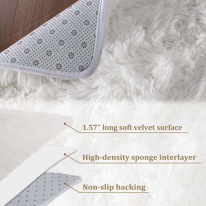 CAROMIO 10x13 Fluffy Area Rugs Extra Large Plush and Thick Faux Fur Shag Rug - Image 3