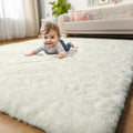 Amdrebio Ivory Rugs for Living Room Bedroom, 6x9 Soft Fluffy Area Rug for Kids by Amdrebio