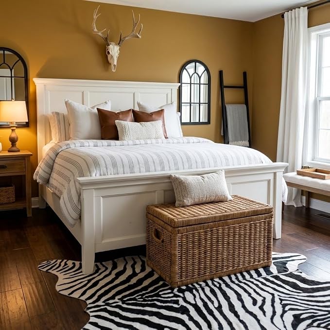 MustMat Faux Zebra Print Area Rug 4'7'' × 5'3'' Cute Soft Black and White - Image 7