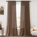 Caramel Brown Linen Curtains 120 Inch Extra Long by Nanspring