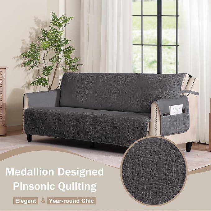 Water Repellent Gray Loveseat Cover - Image 8