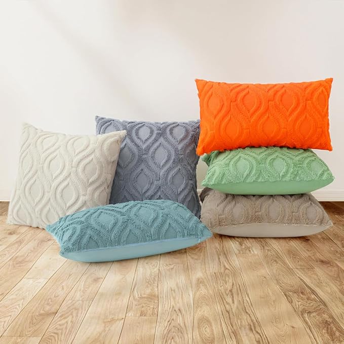 decorUhome Throw Pillow Covers 16x16 Inch Set of 2, Soft Plush Faux Wool Orange - Image 7