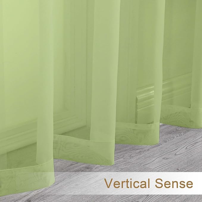 Chyhomenyc Lime Sheer Curtains 72 Inch Length 2 Panels, Light Filtering Soft - Image 4