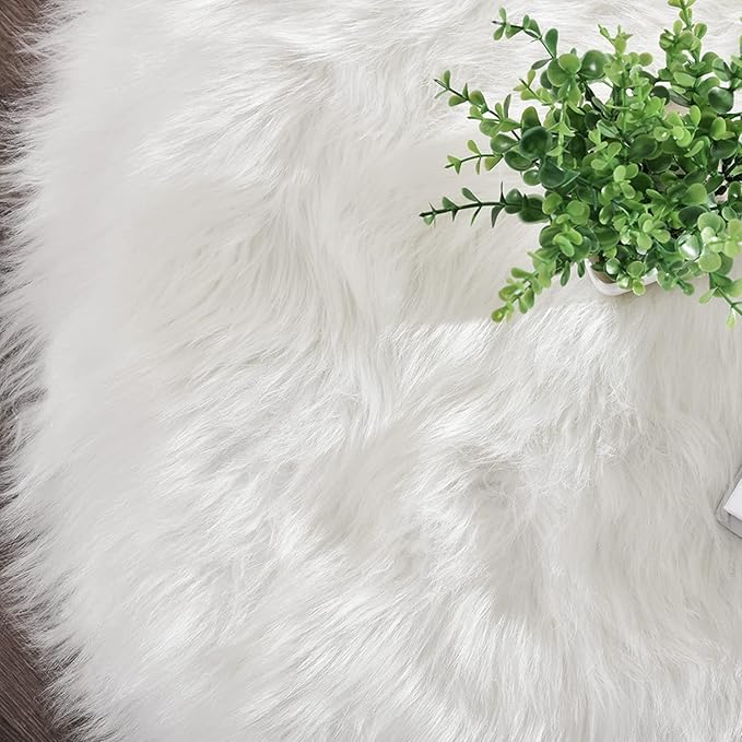Latepis 6x8 Area Rug for Living Room White Fur Rugs for Bedroom Fluffy Faux - Image 6
