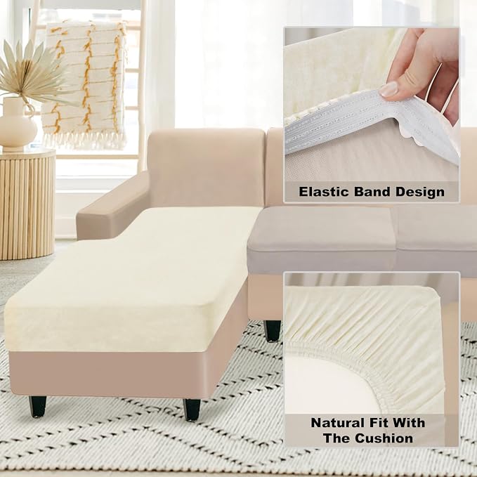 NAISI Sectional Couch Cover 1 Piece Velvet Separate Chaise Lounge Cover Soft - Image 4