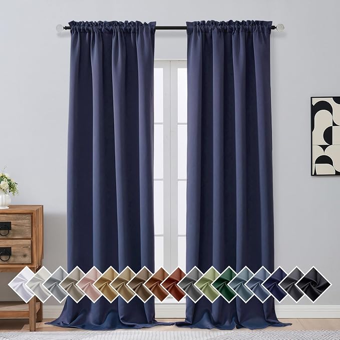 OVZME Navy Blue Blackout Curtains by OVZME
