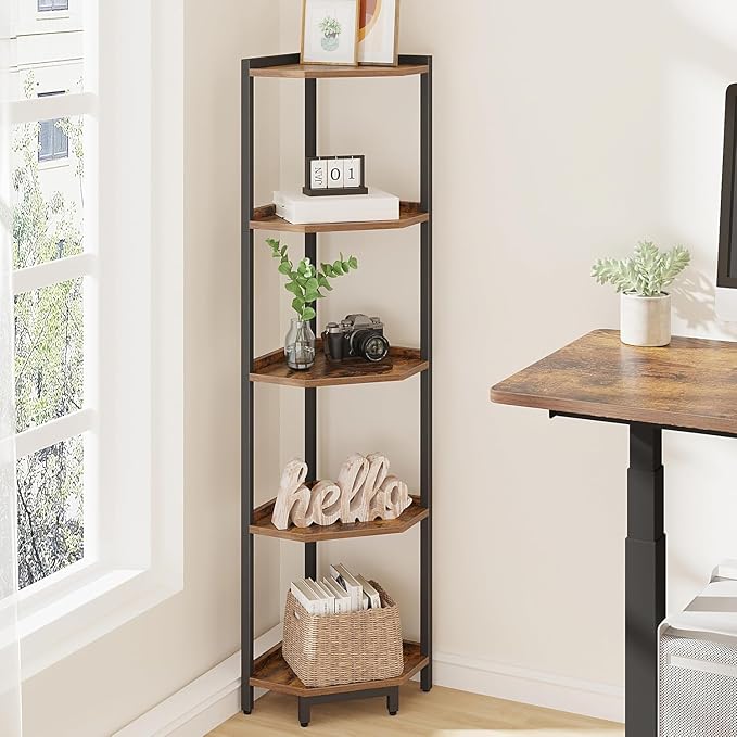 Hzuaneri Corner Shelf Stand, Corner Bookshelf, Storage Standing Shelf Unit - Image 3
