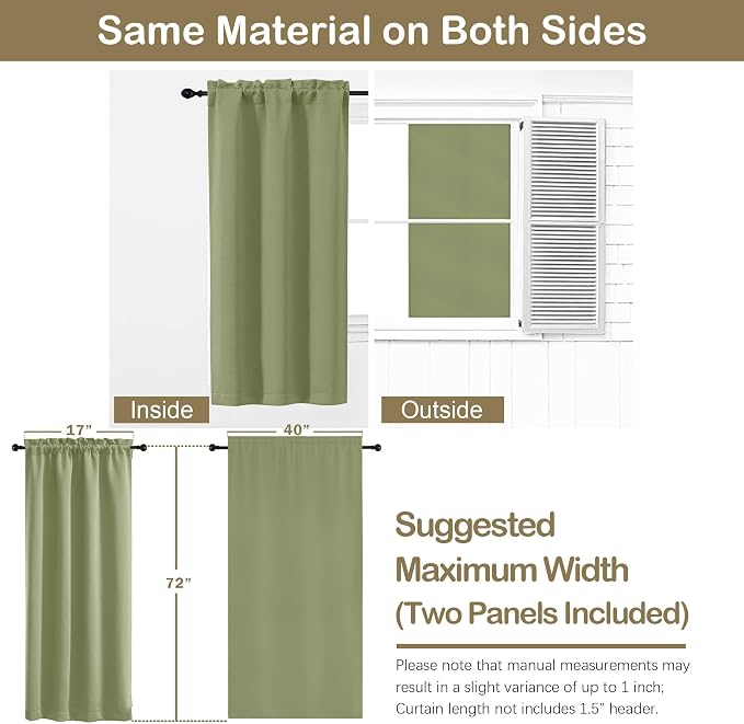 OVZME Sage Green Blackout Curtains - Image 2