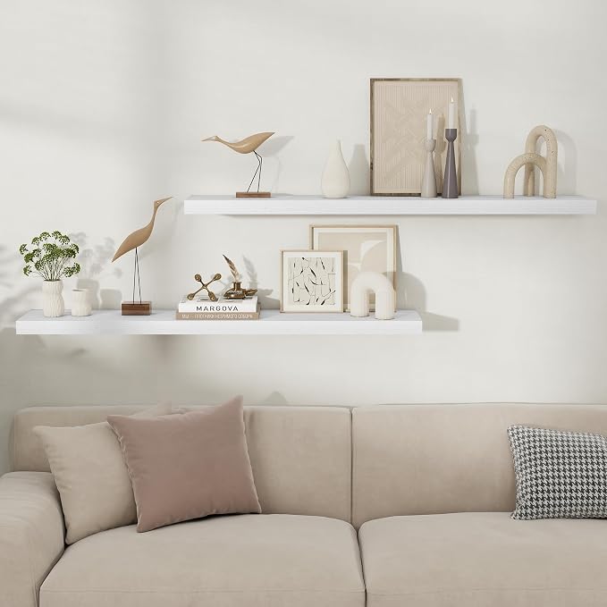 Fun Memories Rustic Floating Wall Shelves, Wall Mounted Wood Storage & Display - Image 2
