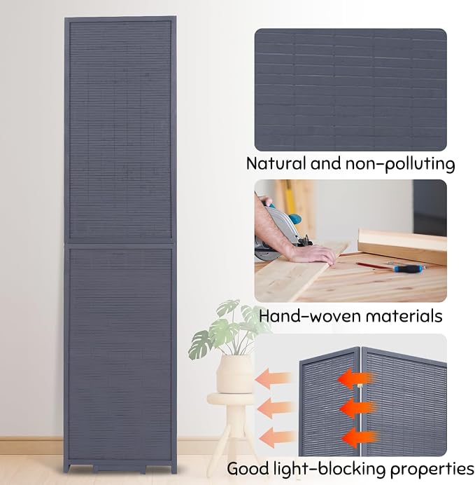 Bamboo Room Divider Folding Privacy Screens, Wall Divider - Image 3