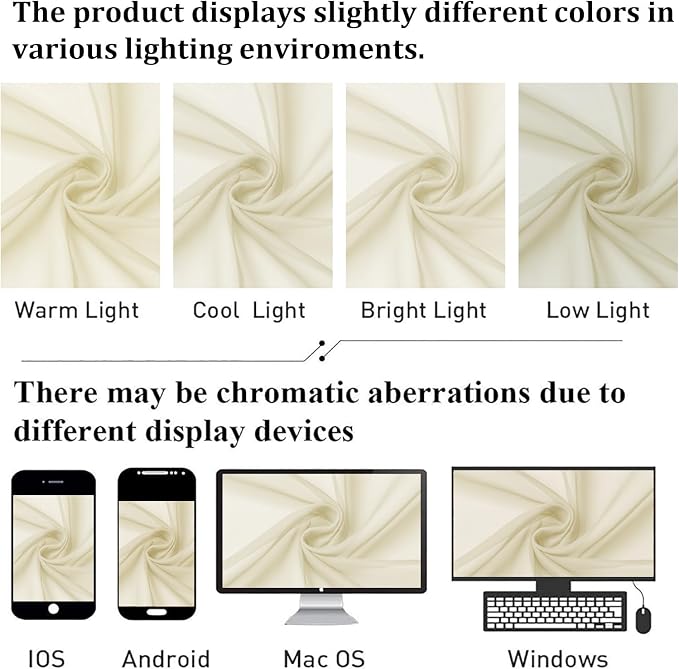 Lecloud Cream Sheer Curtains 84 Inches Long 2 Pcs, Dual Rod Pocket Breathable - Image 5