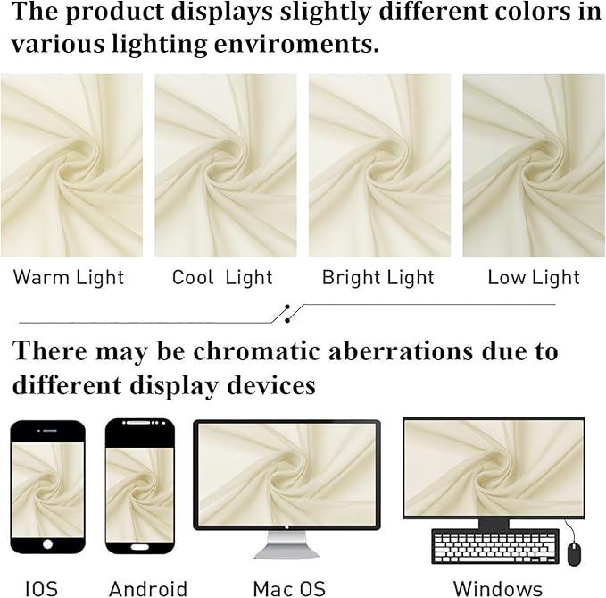 Lecloud Cream Sheer Curtains 90 Inches Long 2 Panels, Elegant Light Filtering - Image 8