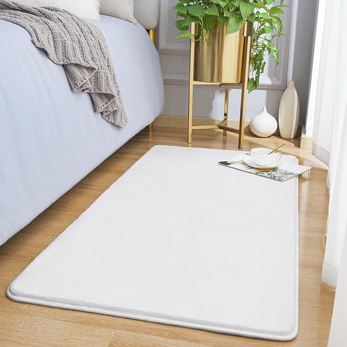 Amearea Modern Washable Runner Rugs, 2x4 Feet White Bedroom Runner Rug by AmeareaDirect