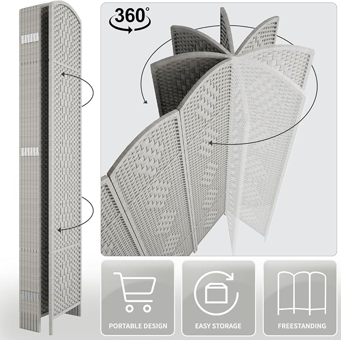 Rose Home Fashion 6 ft Tall Room Divider, Room Dividers and Folding Privacy - Image 7